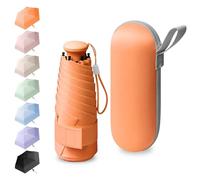 BEKKLPOU Ombrello Pioggia Piccolo, Mini Ombrello Pieghevole, Ombrello Piccolo Da Borsa, Adatto Sia Alle Giornate Soleggiate Che A Quelle Piovose, Manico Retrattile (Arancione)