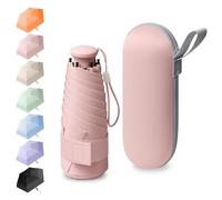 BEKKLPOU Ombrello Pioggia Piccolo, Mini Ombrello Pieghevole, Ombrello Piccolo Da Borsa, Adatto Sia Alle Giornate Soleggiate Che A Quelle Piovose, Manico Retrattile (Rosa ciliegio)