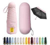 BEKKLPOU Ombrello Pioggia Piccolo, Mini Ombrello Tascabile, Ombrello Piccolo Da Borsa, Adatto Sia Alle Giornate Soleggiate Che a Quelle Piovose (Rosa Mezza Estate)