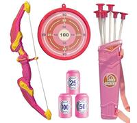 BEKKLPOU Set Arco e Frecce, Set Tiro Con l'Arco, Giochi Sportivi All'Aperto, Regali Per Le Feste, Giochi All'Aperto (Rosa)
