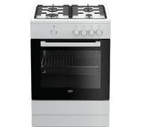 Beko Cucina a Gas 4 Fuochi Forno a Gas con Grill Larghezza x Profondità 60x60 cm con Coperchio colore Bianco - FSG62000DW