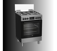 Beko - Forno Elettrico Ventilato con Grill Elettrico e Timer, coperchio in vetro, ventilazione tangenziale, Classe A, Display LED XL, Piedini, Inox - SPEDIZIONE GRATUITA