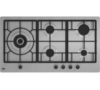 Beko himl95225 sxe piano cottura da incasso inox 90cm 4 bruciatori a gas + 1 wok