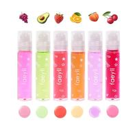 Bekoeen Set di 6 lucidalabbra roll-on olio idratante con sapori di frutta per la cura delle labbra per bambini, lucidalabbra trasparente e volumizzante, ideale per feste