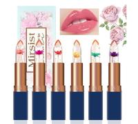 Bekoeen Set di rossetti Flower Jelly, set di 6 rossetti per gelatina di fiori in cristallo, cambia colore, rossetto all'aloe vera, temperatura magica che cambia colore, lucidalabbra