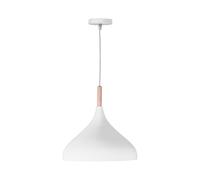 BEL AIR HOME - Lampada a sospensione Baviera 1xE-27 (lampadina non inclusa) Diametro 30 cm in metallo e legno, altezza regolabile (bianco)