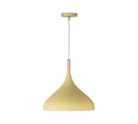 BEL AIR HOME - Lampada a sospensione Baviera 1xE-27 (lampadina non inclusa) Diametro 30 cm in metallo e legno, altezza regolabile (giallo)
