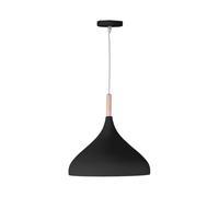BEL AIR HOME - Lampada a sospensione Baviera - 1xE-27 (lampadina non inclusa) - Diametro 30 cm - Metallo e Legno - Altezza regolabile (nero)