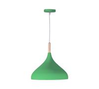 BEL AIR HOME - Lampada a sospensione Baviera - 1xE-27 (lampadina non inclusa) - Diametro 30 cm - Metallo e Legno - Altezza regolabile (Verde)