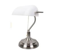 BEL AIR HOME - Lampada da Tavolo Bancario Vintage | Luce Scrivania Elegante per Bambino e Ufficio | Lampade da Comodino Orientabili, Metallo (BIANCO)