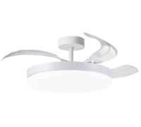 BEL AIR HOME Ventilatore da soffitto Ares Mini bianco | Motore DC silenzioso, luce LED 36 W, 3 temperature di colore, pale retrattili, telecomando, modalità inverno, design moderno
