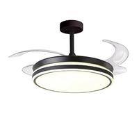 BEL AIR HOME - Ventilatore da soffitto con pale retrattili, motore DC silenzioso, luce LED 36 W, 3 temperature di colore, telecomando, modalità inverno, design moderno (nero)