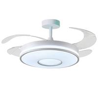 BEL AIR HOME - Ventilatore da soffitto KIRA bianco, motore DC silenzioso, pale retraibili, luce LED 36 W 3 temperature, telecomando, modalità inverno, moderno (CHRONOS)