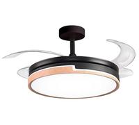 BEL AIR HOME - Ventilatore da Soffitto ROBIN con Luce LED 36W - Motore DC Silenzioso - 3 Temperature Colore (3000K, 4000K, 6500K) - Telecomando - Pale Pieghevoli - Design Moderno - Nero/Legno