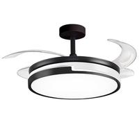 BEL AIR HOME - Ventilatore da Soffitto ROBIN - Motore DC Silenzioso - Luce LED 36W con 3 Temperature di Colore - Pale Scomparsa - Telecomando Incluso - Nero, Metallo