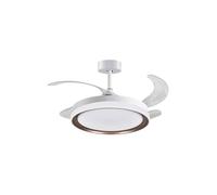 Bel Air Kigali Mini Ventilatore da Soffitto con Luce e Telecomando 48W 91 cm 4 Pale Retrattili Bianco/Marrone