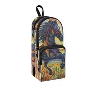 Bel astuccio in nylon con 3 scomparti con cavalli al galoppo per bambini studio e portapenne multifunzionale cancelleria per ragazzi scuola superiore 1600 ml