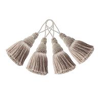 BEL AVENIR - Confezione da 4 eleganti nappe in poliestere, colorate, per portachiavi e accessori fai da te, colore: cachi