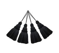 BEL AVENIR - Confezione da 4 eleganti nappe in poliestere, colorate, per portachiavi e accessori fai da te, colore: nero