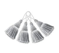 BEL AVENIR - Confezione da 4 eleganti nappe in poliestere, colorate, per portachiavi e accessori fai da te, colore: argento