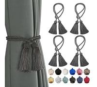 Bel Avenir, Confezione da 4 fermatende decorativi fatti a mano, con nappe a doppia testa (antracite)