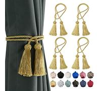Bel Avenir, Confezione da 4 fermatende decorativi fatti a mano, con nappe a doppia testa, colore: oro