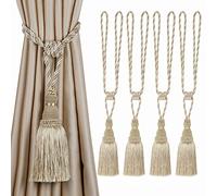 BEL AVENIR - Fermatende decorativi, realizzati a mano, con nappe, colore: beige, 4 pezzi