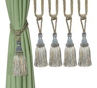 BEL AVENIR - Fermatende decorativi, realizzati a mano, con nappe,colore: blu, 4 pezzi