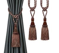 BEL AVENIR - Fermatende decorativi, realizzati a mano, con nappe, colore: caffè scuro, 2 pezzi