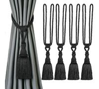 BEL AVENIR - Fermatende decorativi, realizzati a mano, con nappe, colore: nero, 4 pezzi