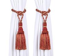 BEL AVENIR - Fermatende decorativi, realizzati a mano, con nappe, colore: rosso, 2 pezzi