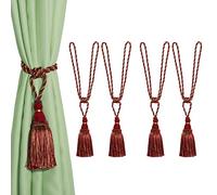 BEL AVENIR - Fermatende decorativi, realizzati a mano, con nappe, colore: rosso, 4 pezzi