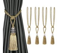 Bel Avenir, fermatende decorativi realizzati a mano, con nappe, in corda e cristallo, decorazione per la casa, confezione da 4, dorato