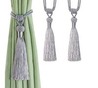 Bel Avenir, Fermatende in corda intrecciata a mano, con nappe decorative, per la casa, colore: aergento, set da 2