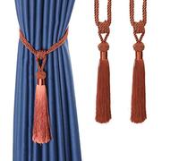 Bel Avenir, Fermatende in corda intrecciata a mano, con nappe decorative, per la casa, colore: arancione, set da 2