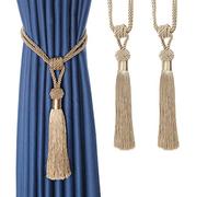 Bel Avenir, Fermatende in corda intrecciata a mano, con nappe decorative, per la casa, colore: beige, 2 pezzi