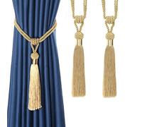 Bel Avenir, Fermatende in corda intrecciata a mano, con nappe decorative, per la casa, colore: oro, set da 2