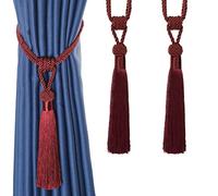 Bel Avenir, Fermatende in corda intrecciata a mano, con nappe decorative, per la casa, colore: rosso, set da 2
