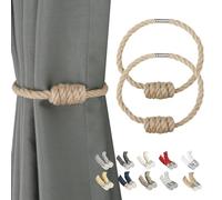 BEL AVENIR Fermatende magnetici per tende, moderni fermatenda in tessuto con nodo squisito, fermatenda per decorazione domestica (iuta, confezione da 2)