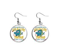 bel blu giallo pesce - lanterna illustrazione orecchino d'argento., Ceramica Argento