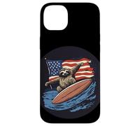 Bel bradipo che cattura le onde con stile americano Costume Custodia per iPhone 14 Plus