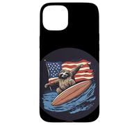 Bel bradipo che cattura le onde con stile americano Costume Custodia per iPhone 15 Plus