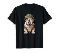 Bel Bulldog con Casco USA per Gli Amanti del Campo di Battaglia Maglietta