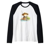 Bel Cane da Pesca in Stile Giapponese Maglia con Maniche Raglan