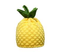 Bel cappello a tema frutta lavorato a maglia per le donne vintage anni '2000 design frutta all'uncinetto cappello senza tesa pullover per l'inverno autunno usura uncinetto donne, Ananas a quattro