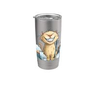 Bel costume da gatto che lava i denti per gli amanti dell'igiene orale Bicchiere termico in acciaio inox doppia parete