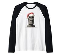 Bel Costume di Pietra Moai in Look Natalizio Maglia con Maniche Raglan