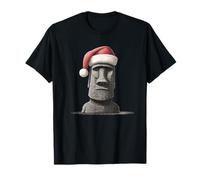 Bel Costume di Pietra Moai in Look Natalizio Maglietta