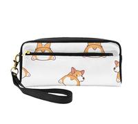 Bel culo di Corgi, Borsa per il trucco Borsa per cosmetici Borsa da viaggio portatile da toilette Astuccio in pelle per donne e ragazze