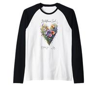 Bel Design Unisex con Cuore Floreale Divertente per Uomo e Donna Maglia con Maniche Raglan